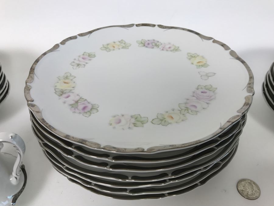 Large Starlight Fine China Set From Japan Silver Rim [Photo 14]