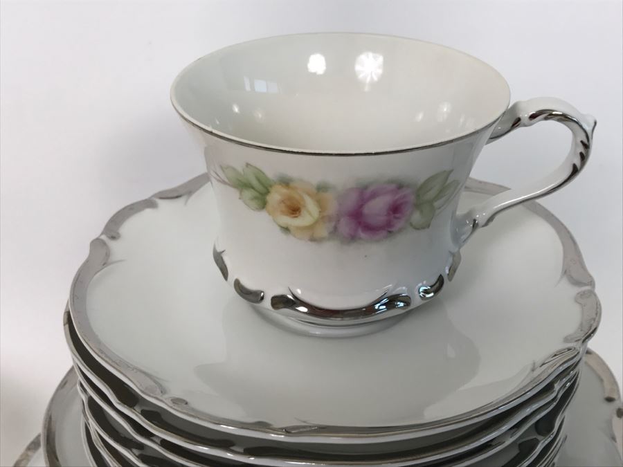 Large Starlight Fine China Set From Japan Silver Rim [Photo 13]