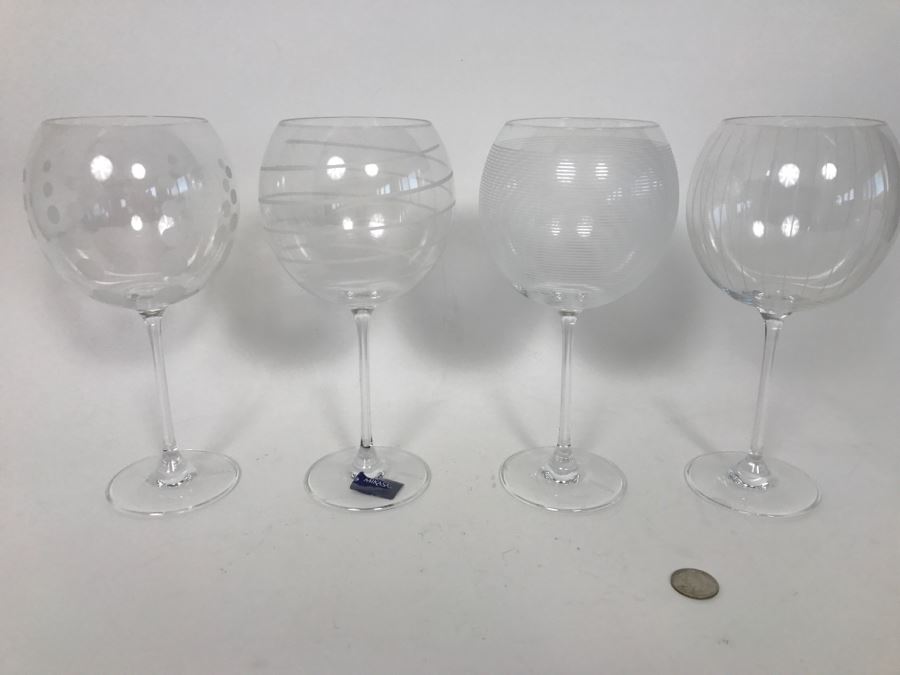 Set Of (4) Designer MIKASA Cheers Balloon Goblets Wine Glasses Slovakia
