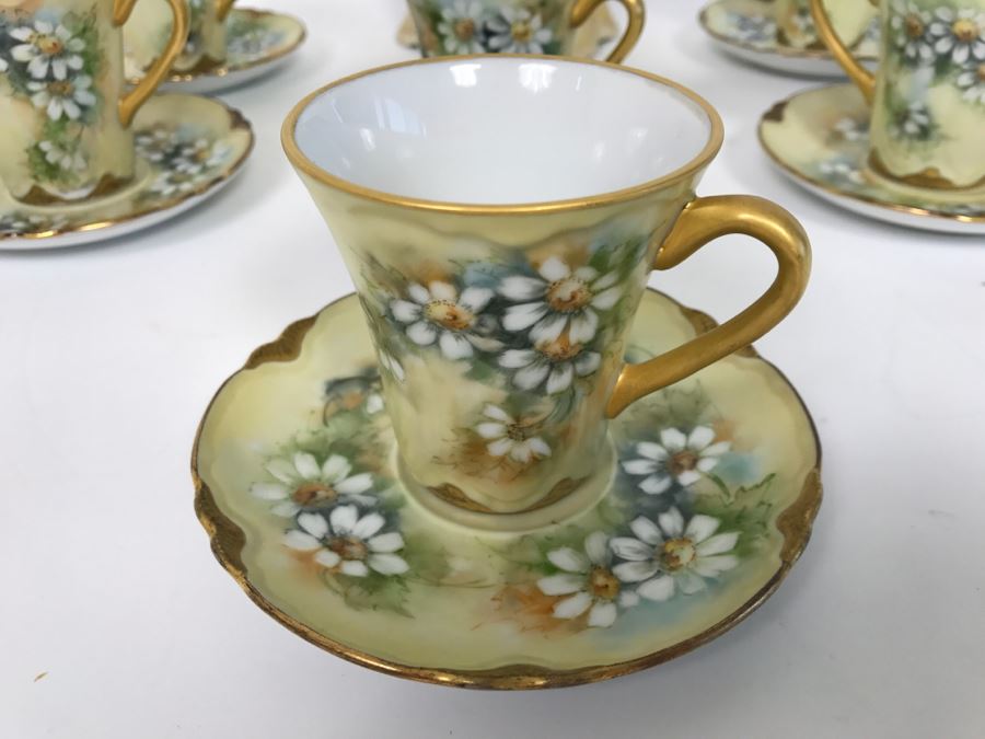 Elegant Vintage Chocolate Coffee Pot China Set With (6) Cups And Saucers And Coffee Pot [Photo 4]