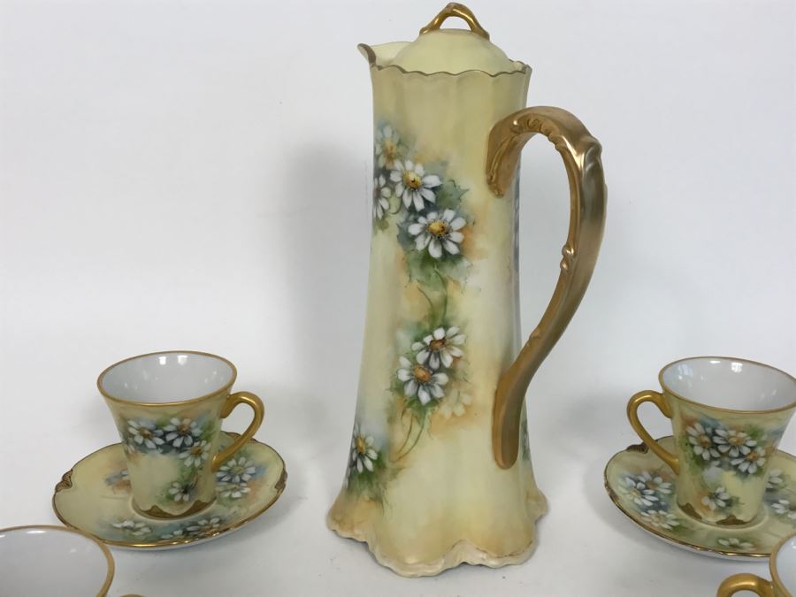 Elegant Vintage Chocolate Coffee Pot China Set With (6) Cups And Saucers And Coffee Pot [Photo 15]