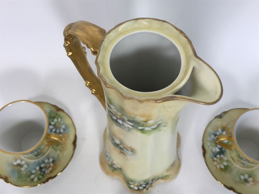 Elegant Vintage Chocolate Coffee Pot China Set With (6) Cups And Saucers And Coffee Pot [Photo 18]