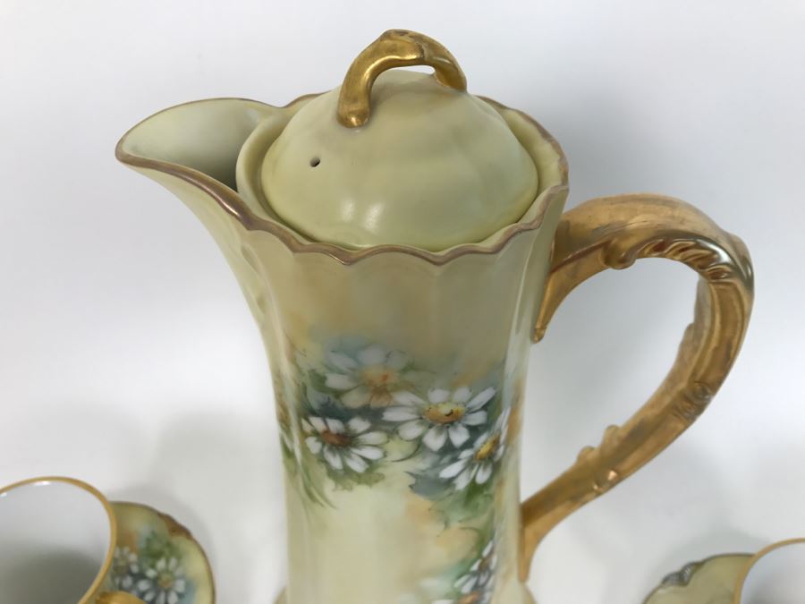 Elegant Vintage Chocolate Coffee Pot China Set With (6) Cups And Saucers And Coffee Pot [Photo 13]