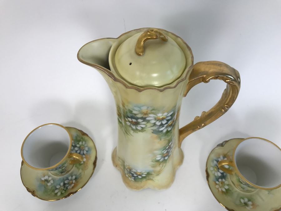 Elegant Vintage Chocolate Coffee Pot China Set With (6) Cups And Saucers And Coffee Pot [Photo 21]
