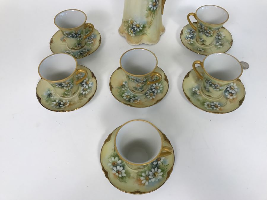 Elegant Vintage Chocolate Coffee Pot China Set With (6) Cups And Saucers And Coffee Pot [Photo 9]