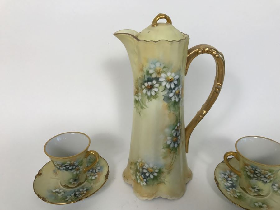 Elegant Vintage Chocolate Coffee Pot China Set With (6) Cups And Saucers And Coffee Pot [Photo 11]