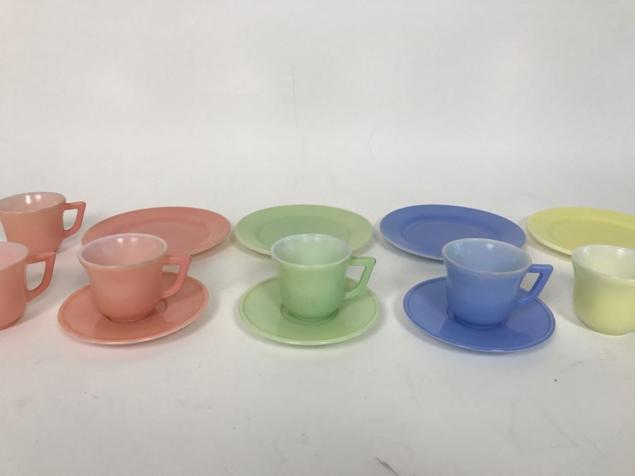 Vintage Colored Cups And Saucers