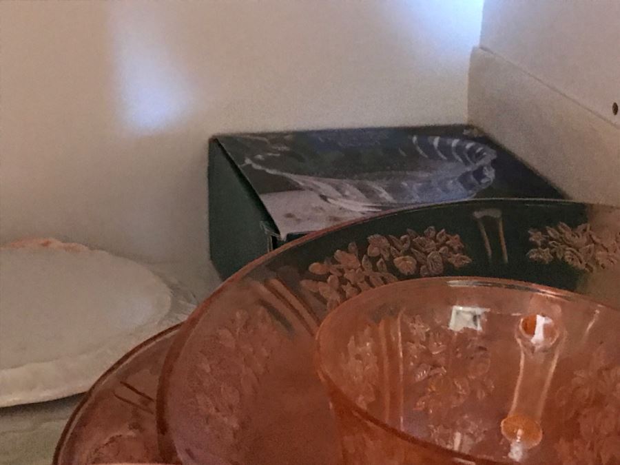 Kitchen Cupboard Lot With Home Decor Items, Glassware, MIKASA - See Photos [Photo 13]