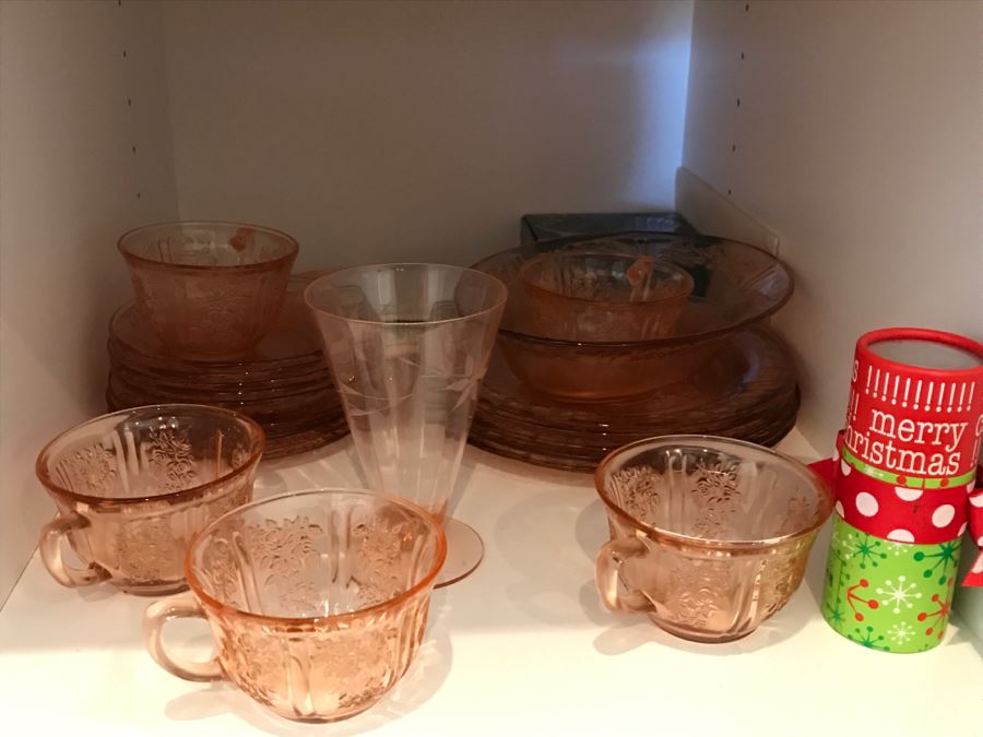 Kitchen Cupboard Lot With Home Decor Items, Glassware, MIKASA - See Photos [Photo 8]