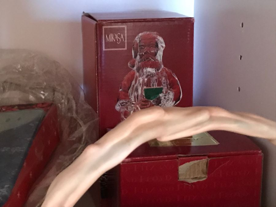 Kitchen Cupboard Lot With Home Decor Items, Glassware, MIKASA - See Photos [Photo 6]