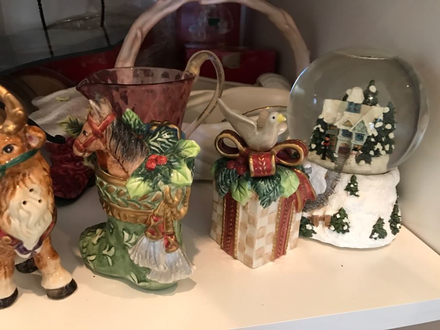 Kitchen Cupboard Lot With Home Decor Items, Glassware, MIKASA - See Photos [Photo 3]