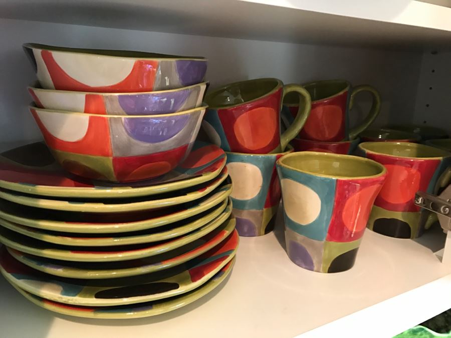 Various Hand-Painted Earthenware Plates, Bowls, Cups Urban Dot From Pier 1