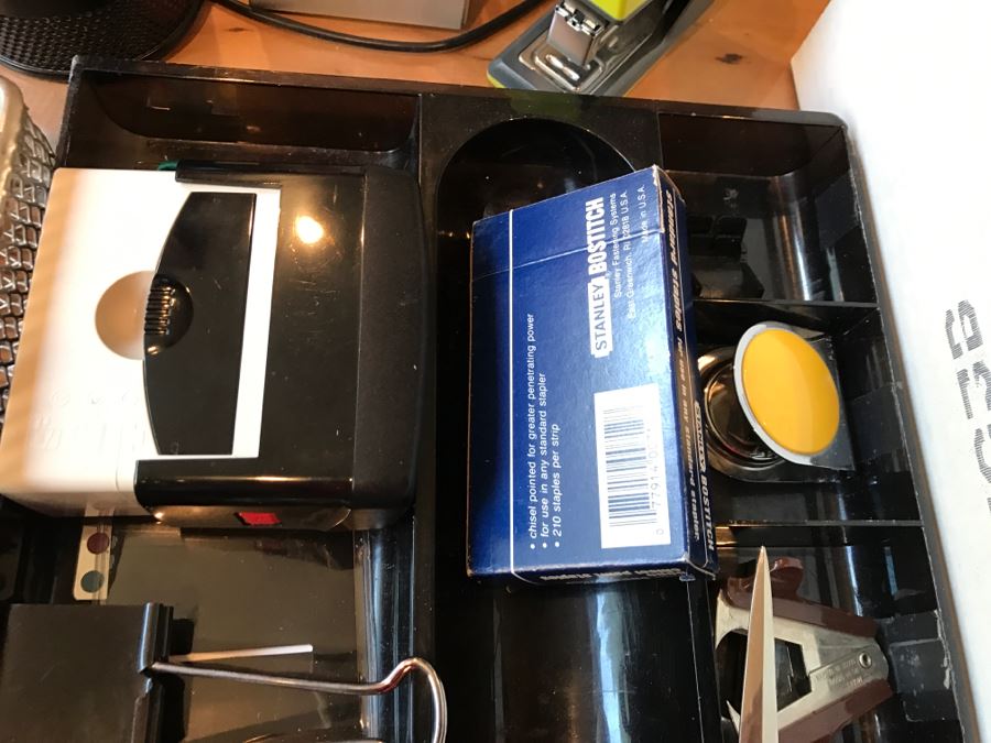 Huge Office Supply Lot With Desk Organizers, Pens, Tape, Paperclips, Memo Pads, Envelopes, Magnifying Glass - See Photos [Photo 15]