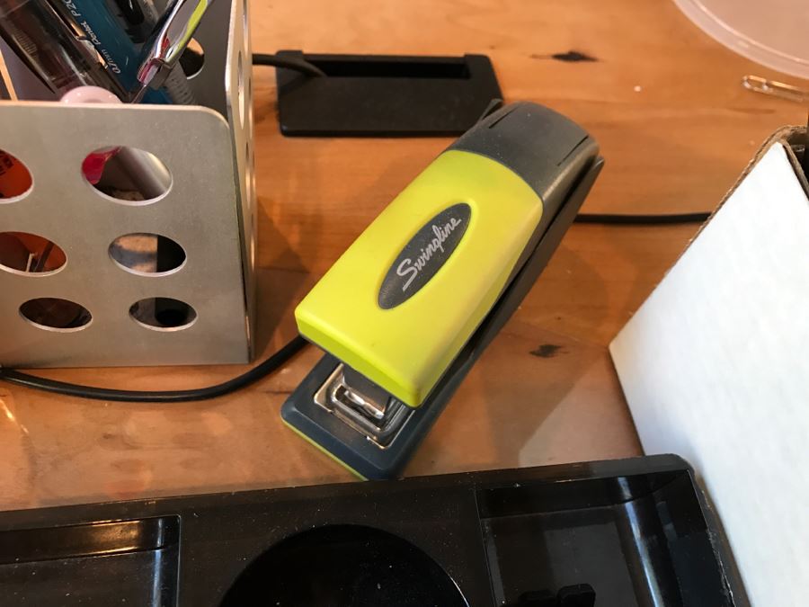 Huge Office Supply Lot With Desk Organizers, Pens, Tape, Paperclips, Memo Pads, Envelopes, Magnifying Glass - See Photos [Photo 16]