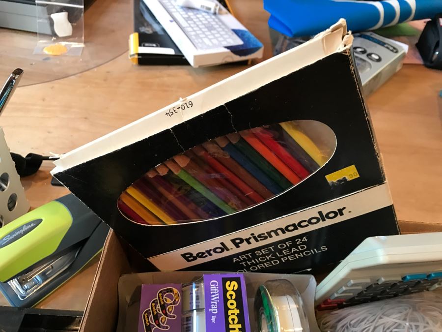 Huge Office Supply Lot With Desk Organizers, Pens, Tape, Paperclips, Memo Pads, Envelopes, Magnifying Glass - See Photos [Photo 11]