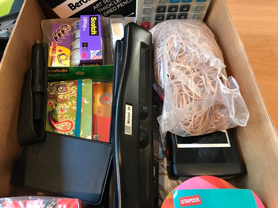 Huge Office Supply Lot With Desk Organizers, Pens, Tape, Paperclips, Memo Pads, Envelopes, Magnifying Glass - See Photos [Photo 6]
