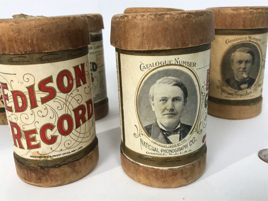 (6) Vintage Edison Records Wax Music Cylinders With Cylindrical Boxes For Use With An Edison Phonograph [Photo 4]
