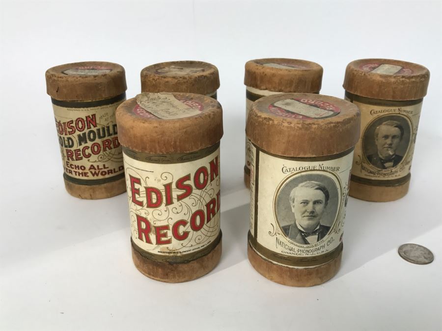 (6) Vintage Edison Records Wax Music Cylinders With Cylindrical Boxes For Use With An Edison Phonograph [Photo 2]