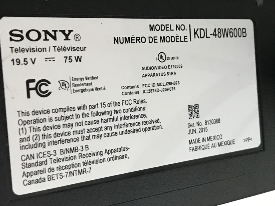 SONY Television KDL-48W600B 47.6' Full HD Smart LED TV With Metal Swing Arm Wall Mount And Remote [Photo 8]