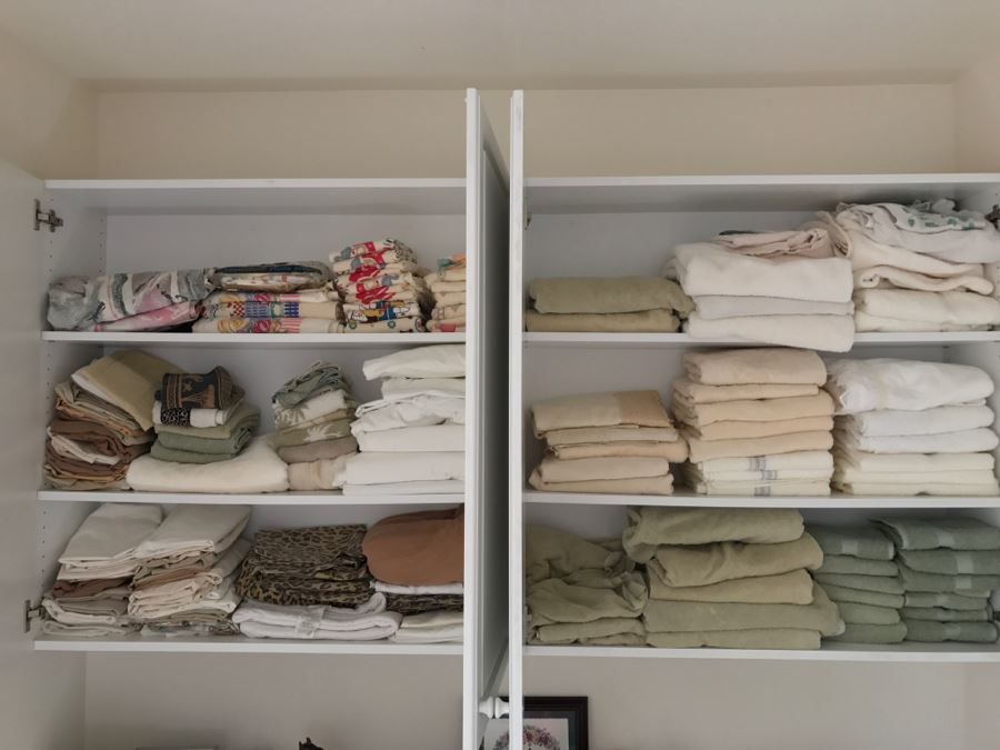 Huge Bath Towel, Sheets And Blanket Lot - See Photos