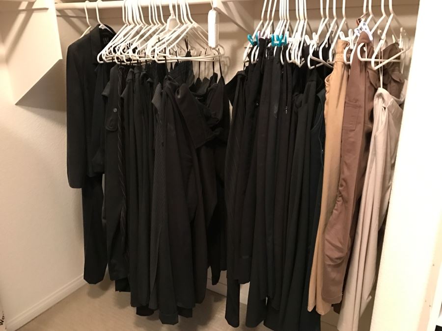 Closet Rack Of Mainly Black Pants Ladies Size 14 [Photo 1]