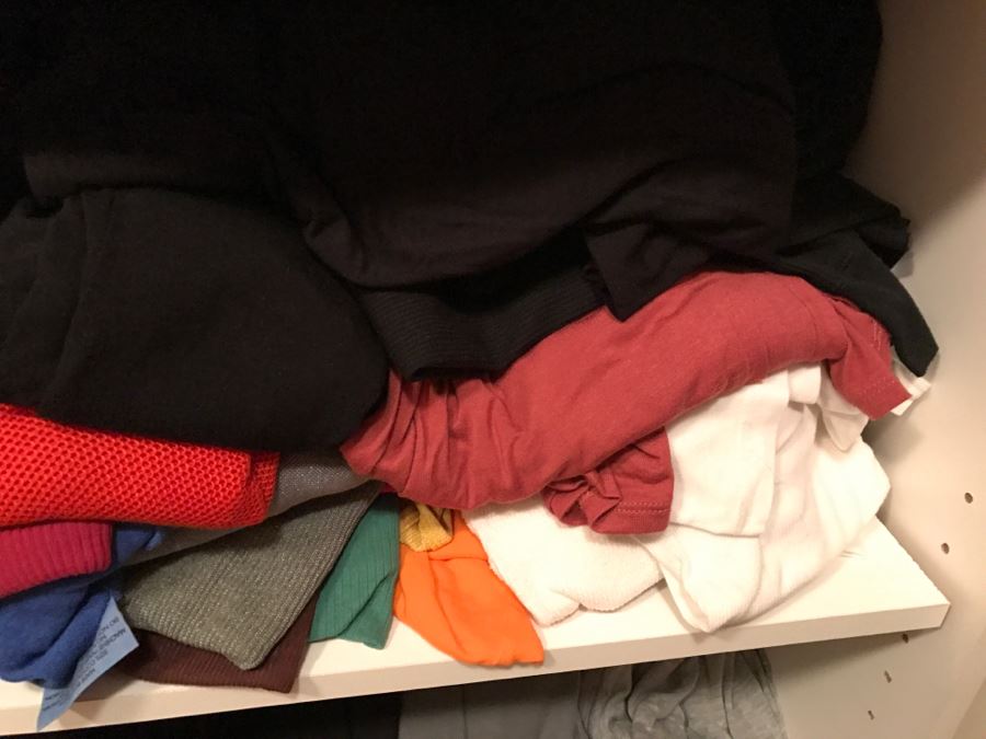 4 Shelves Stacked With Mainly Ladies Shirts Dozens Of Michael Stars Shirts Tees Of Various Colors Size L - See Photos [Photo 8]