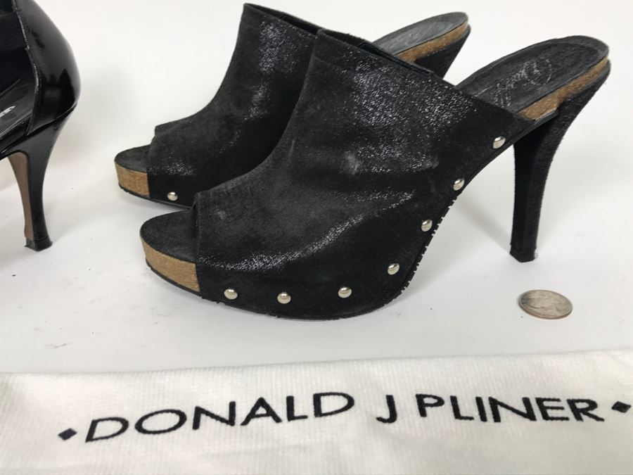Pair Of Black Donald J Pliner Ladies High Heel Shoes Size 7 1/2M And 8M [Photo 2]