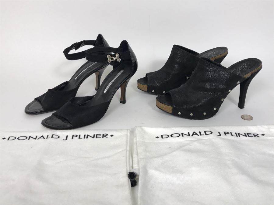 Pair Of Black Donald J Pliner Ladies High Heel Shoes Size 7 1/2M And 8M