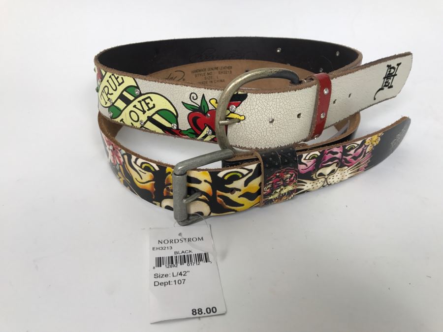 Pair Of Ladies Ed Hardy Belts Size L 42' [Photo 1]