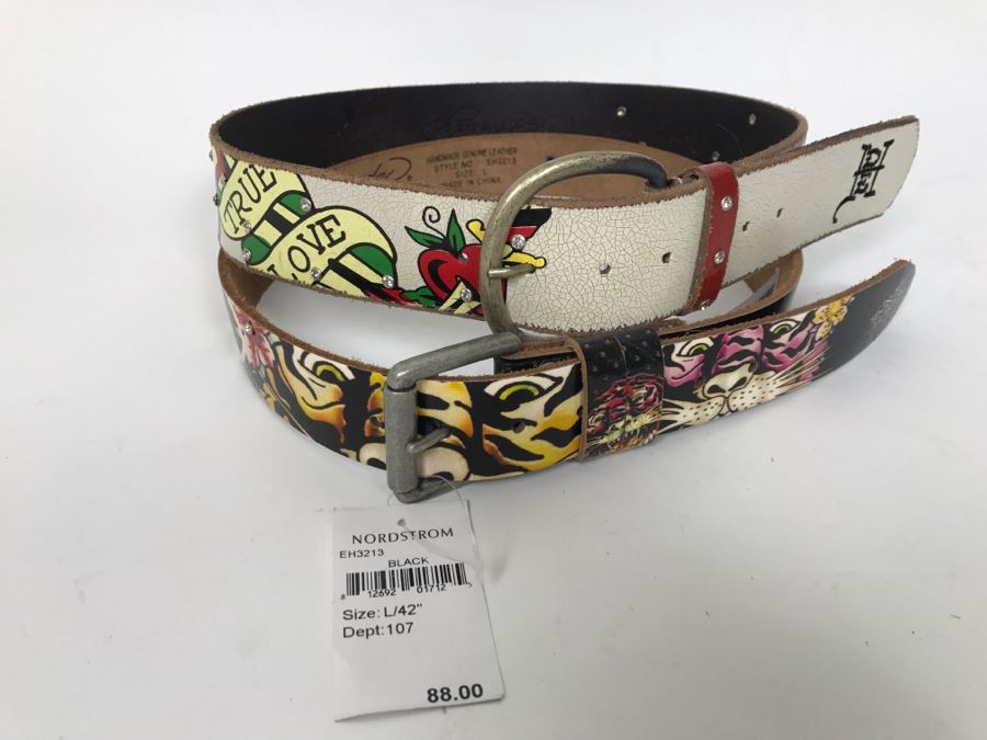 Pair Of Ladies Ed Hardy Belts Size L 42'