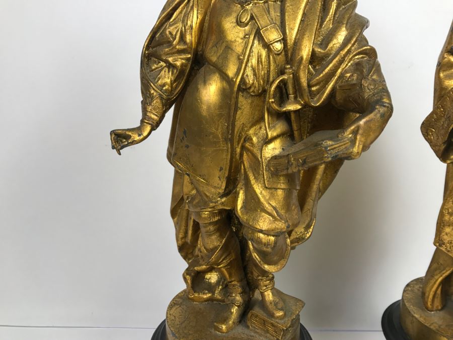 Pair Of Gilt Metal Statues Of Rembrandt And Rubens [Photo 9]