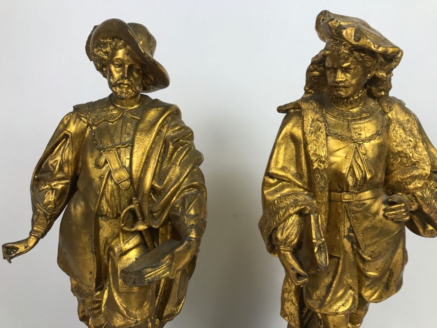 Pair Of Gilt Metal Statues Of Rembrandt And Rubens [Photo 3]