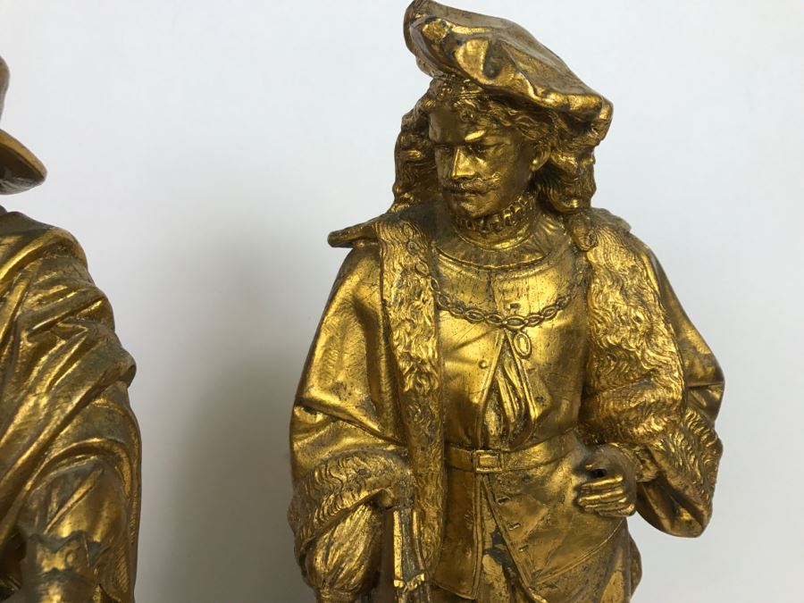 Pair Of Gilt Metal Statues Of Rembrandt And Rubens [Photo 4]
