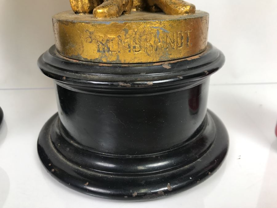 Pair Of Gilt Metal Statues Of Rembrandt And Rubens [Photo 6]