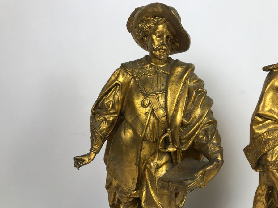 Pair Of Gilt Metal Statues Of Rembrandt And Rubens [Photo 8]