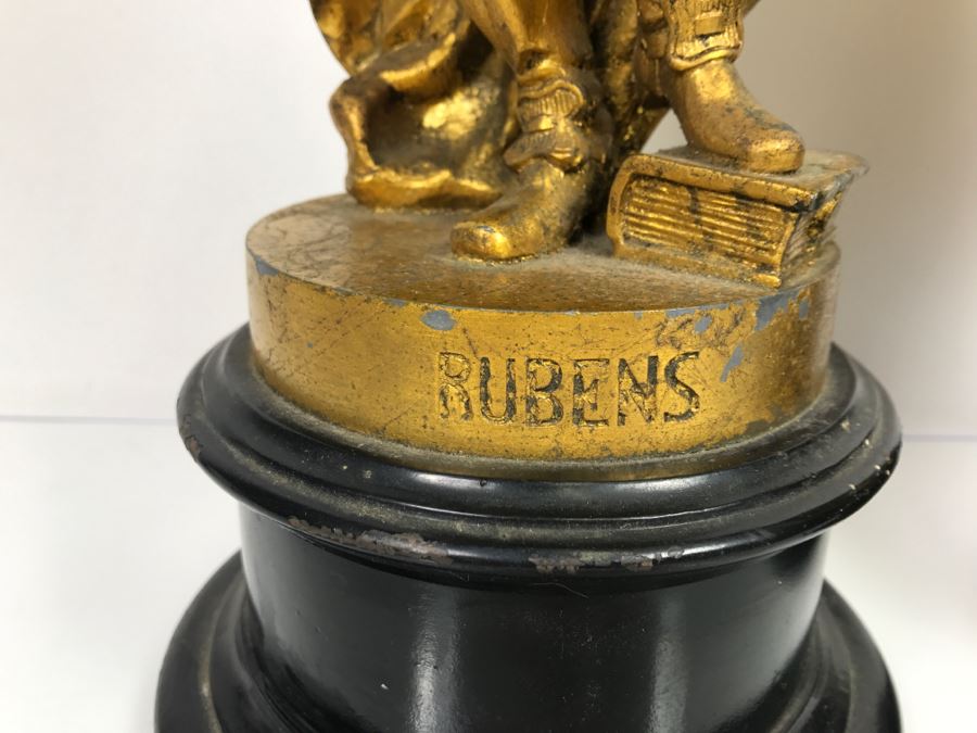 Pair Of Gilt Metal Statues Of Rembrandt And Rubens [Photo 12]