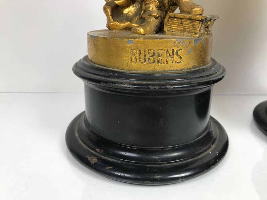 Pair Of Gilt Metal Statues Of Rembrandt And Rubens [Photo 11]