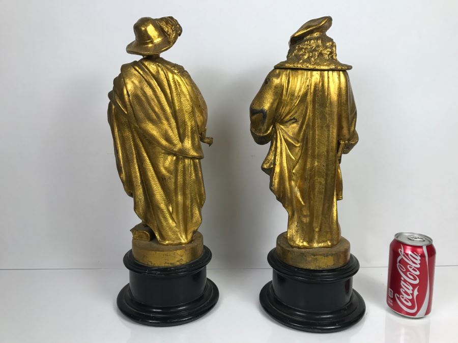 Pair Of Gilt Metal Statues Of Rembrandt And Rubens [Photo 13]