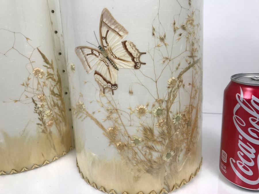 Pair Of Vintage Van Briggle Butterfly Lamp Shades [Photo 5]