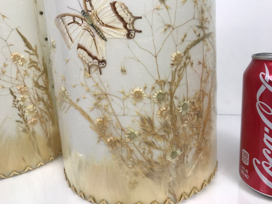 Pair Of Vintage Van Briggle Butterfly Lamp Shades [Photo 4]