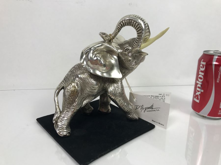 D'Argenta Mexico Silverplated Elephant Sculpture