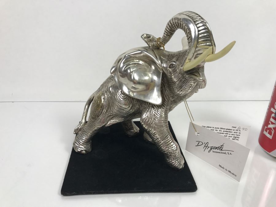 D'Argenta Mexico Silverplated Elephant Sculpture