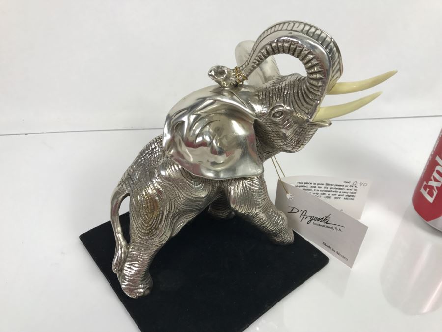 D'Argenta Mexico Silverplated Elephant Sculpture