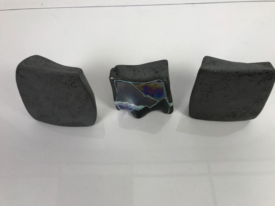 Set Of (3) Painted Rocks Hand Signed By Artist [Photo 11]