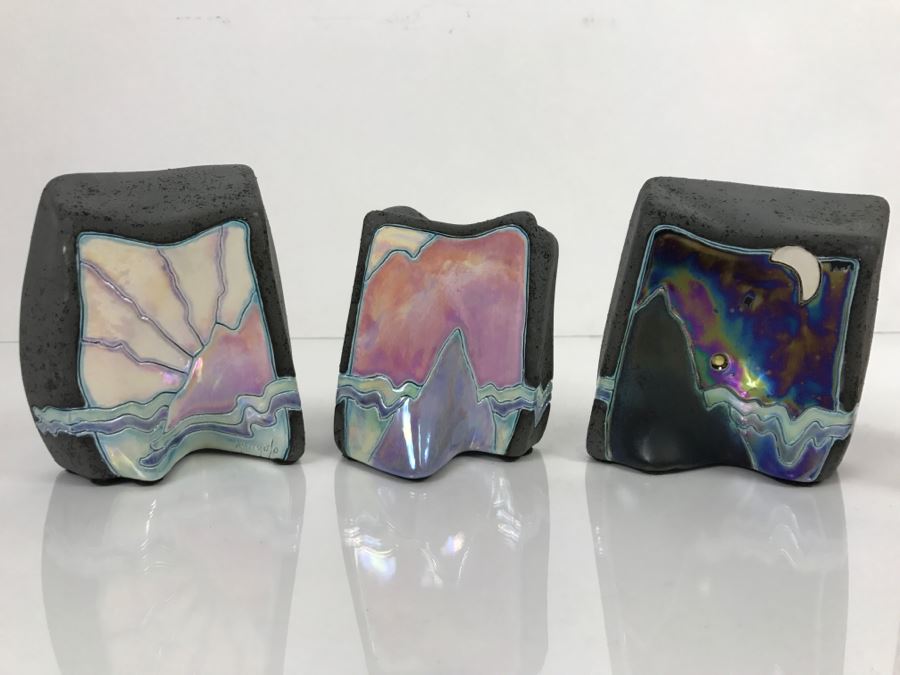 Set Of (3) Painted Rocks Hand Signed By Artist [Photo 2]
