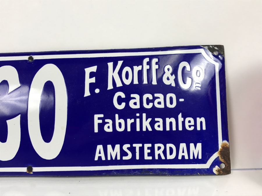 Vintage Porcelain FOSCO Amsterdam F. Korff & Co Cacao-Fabrikanten Sign [Photo 5]