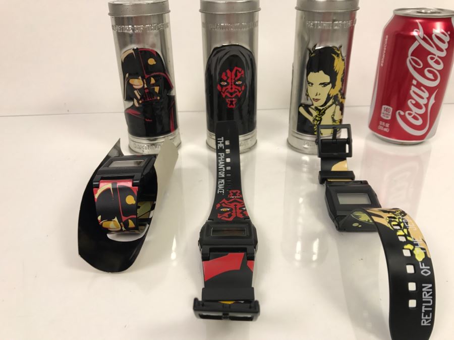Set Of (3) STAR WARS Digital Watches With Original Canisters [Photo 2]