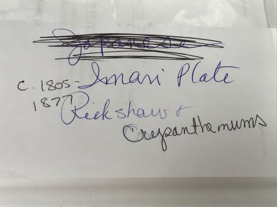 Antique Signed 19th Century Japanese Imari Plate With Rickshaw And Chrysanthemums - Slight Chip On Rim (See Photo) - Does Not Include Stand [Photo 17]