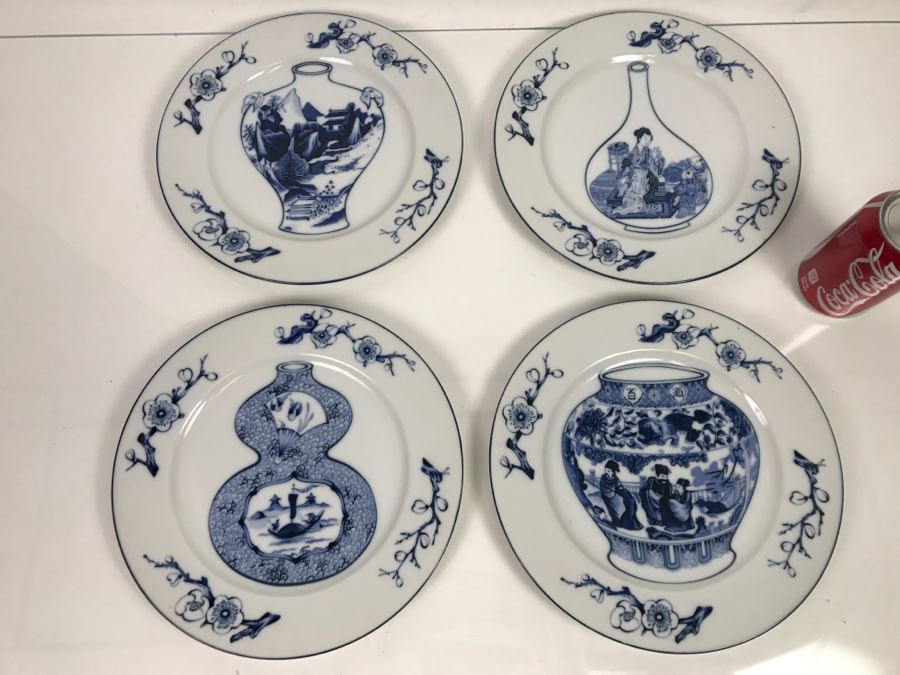 Pair Of Blue And White Chinoiserie Plates Blue Vases By The Haldon Group [Photo 1]