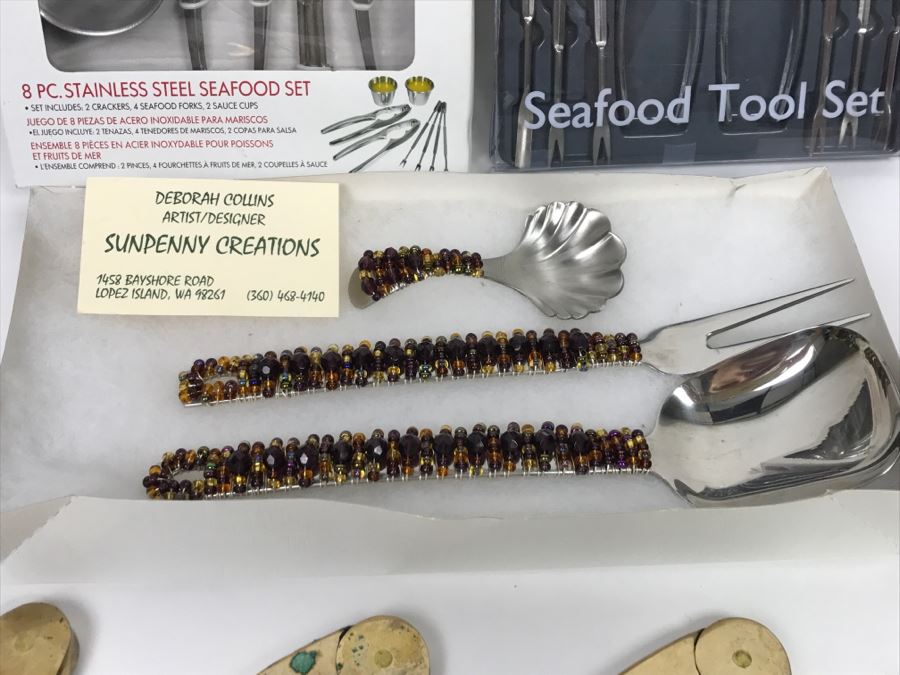 Lot Of Seafood Lobster Crackers Thailand Serving Sets And Deborah Collins Serving Pieces [Photo 8]